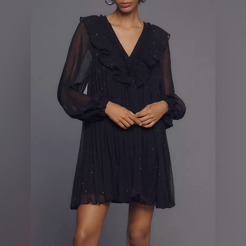 NWT Size XS - Anthropologie Pleated  Ruffle Swing Mini Dress